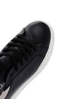 Women's Black Lace-Up High Heel Leather Sneakers | Derimod