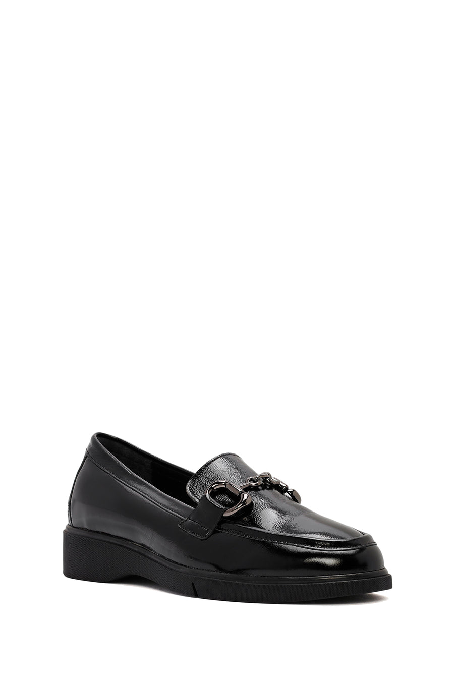 Kadın Siyah Toka Detaylı Rugan Deri Comfort Loafer