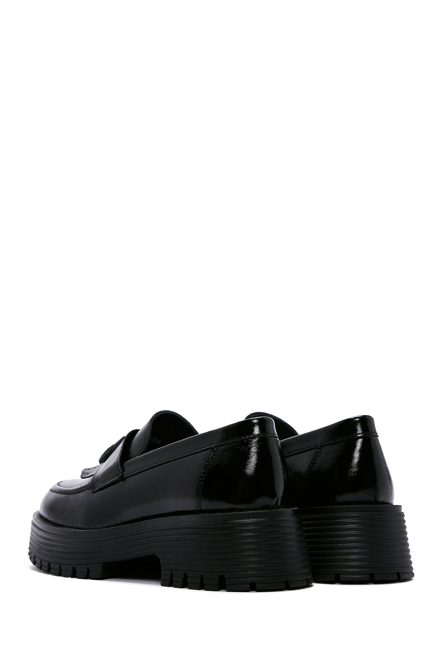 Women's Black Tassel Detailed Leather Masculine Loafer