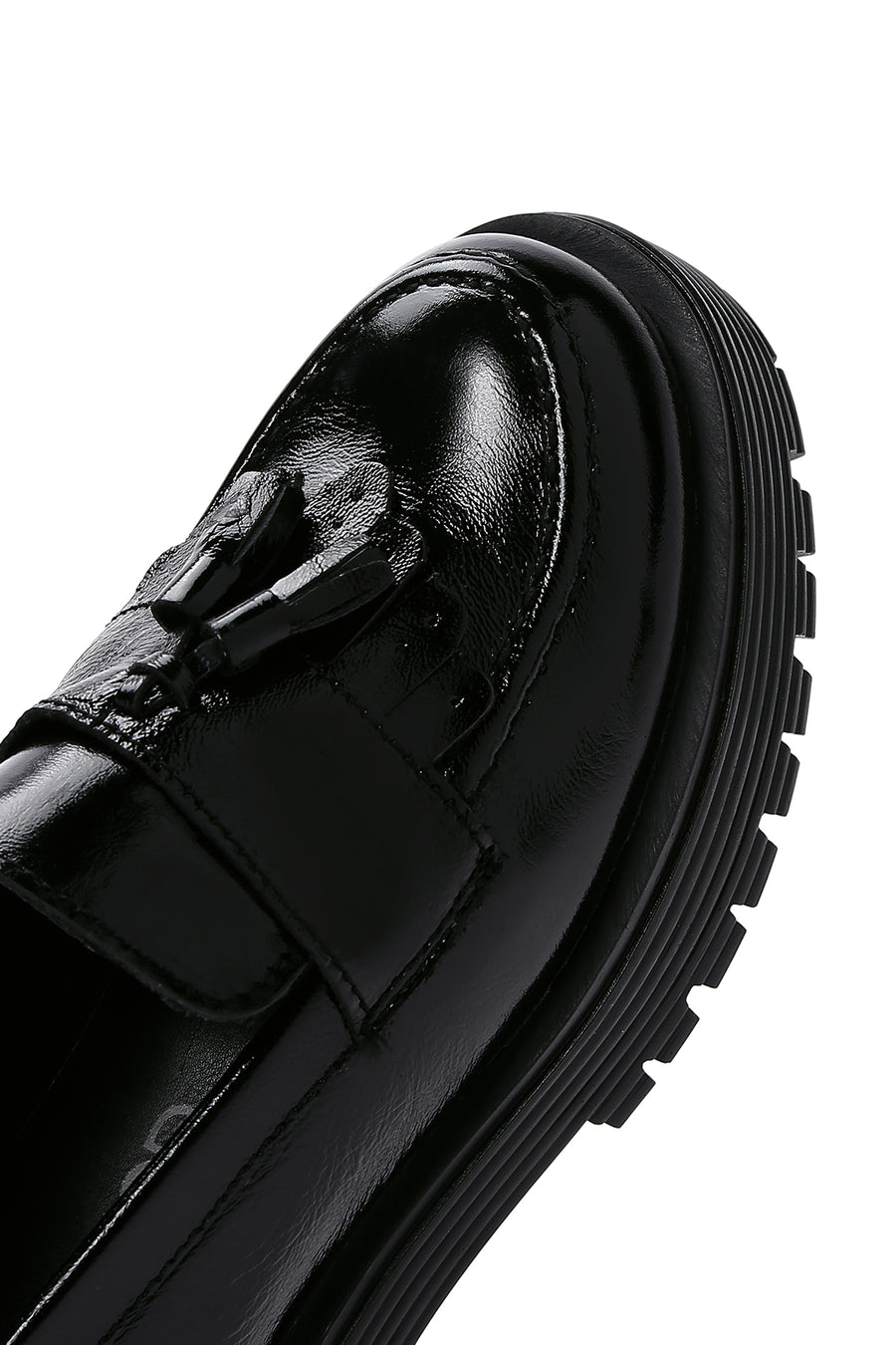Women's Black Tassel Detailed Leather Masculine Loafer