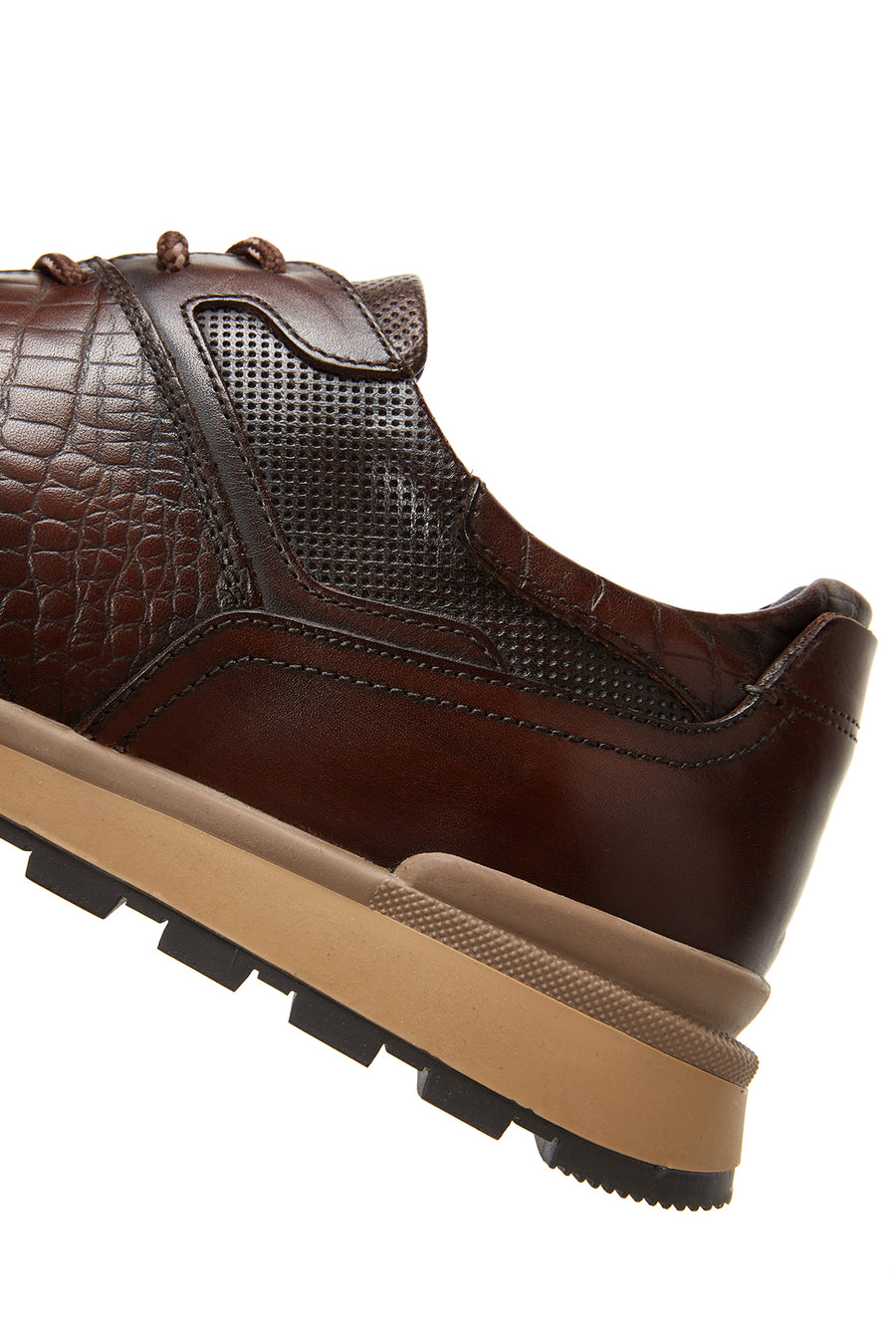 Men's Brown Lace-Up Leather Casual Sneaker