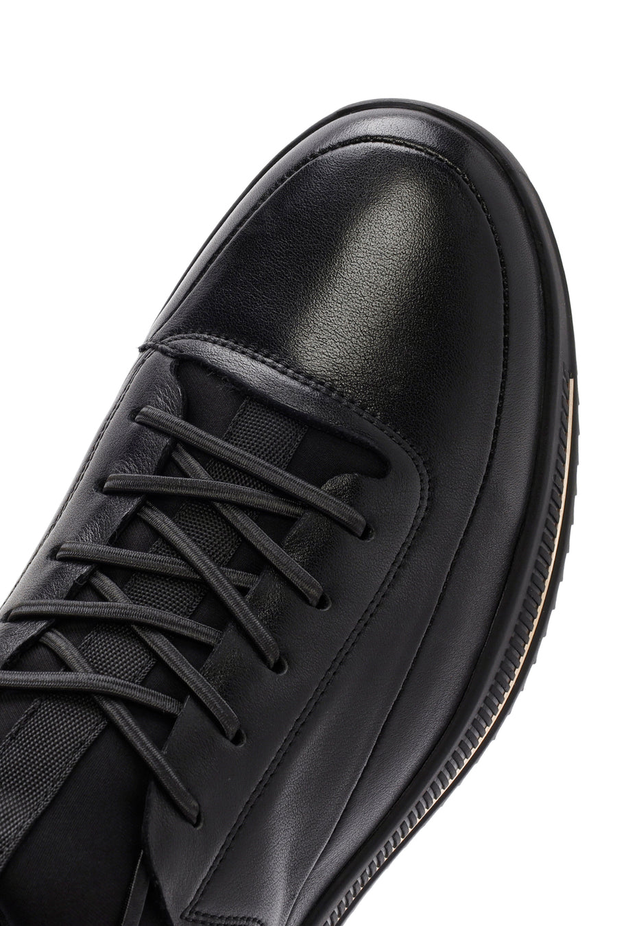 Erkek Siyah Bağcıklı Deri Sneaker
