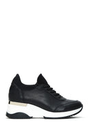 Women's Black Lace-Up Wedge Heel Sneakers | Derimod