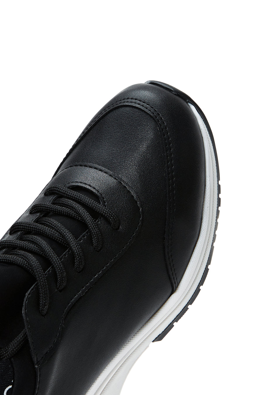 Women's Black Lace-Up Wedge Heel Sneakers