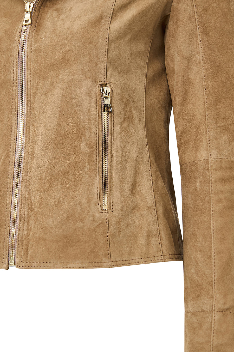 Lara Women's Camel Short Suede Leather Jacket