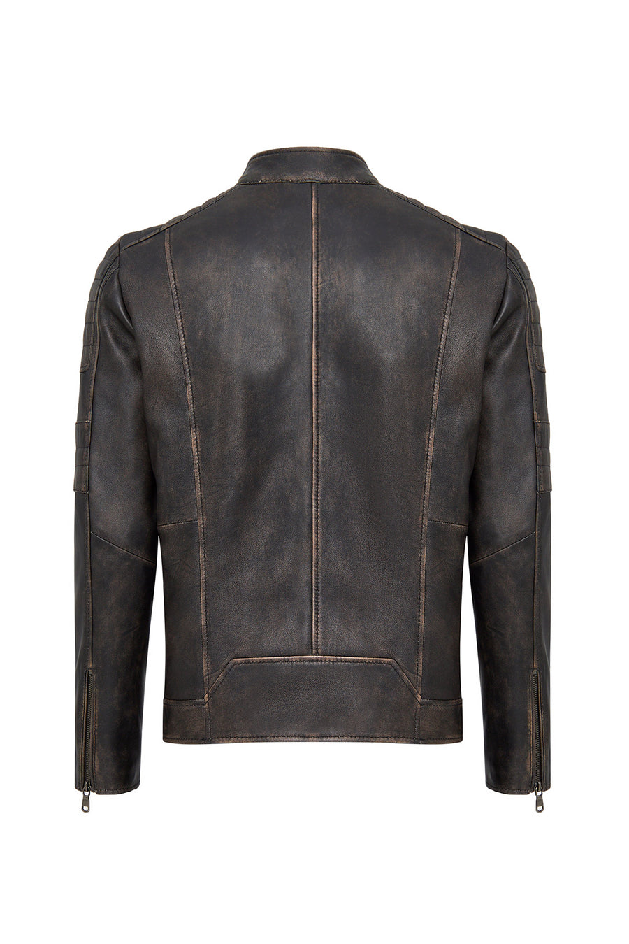 Morant Men's Brown Vintage Slim-Fit Leather Jacket