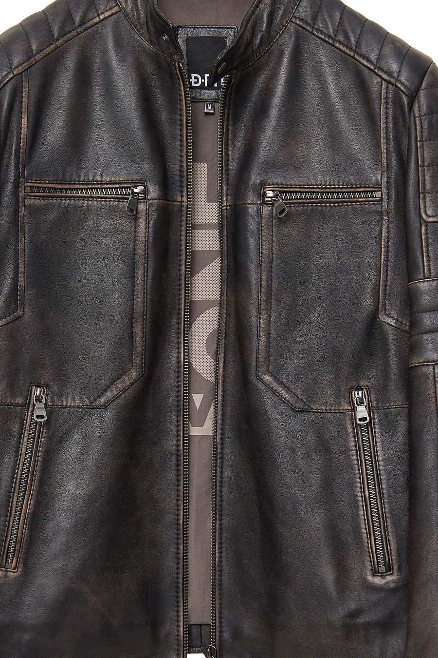 Morant Men's Brown Vintage Slim-Fit Leather Jacket