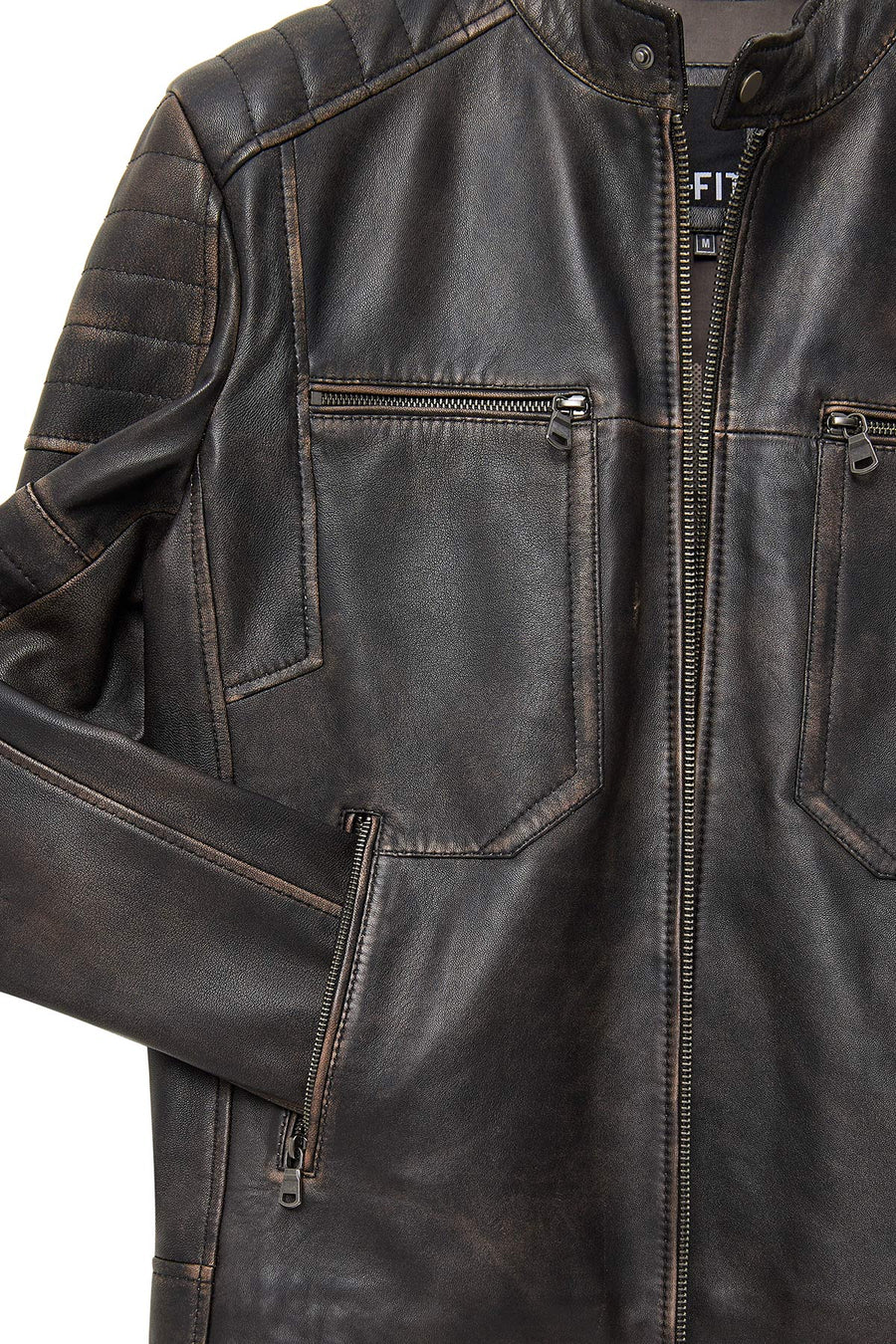 Morant Men's Brown Vintage Slim-Fit Leather Jacket