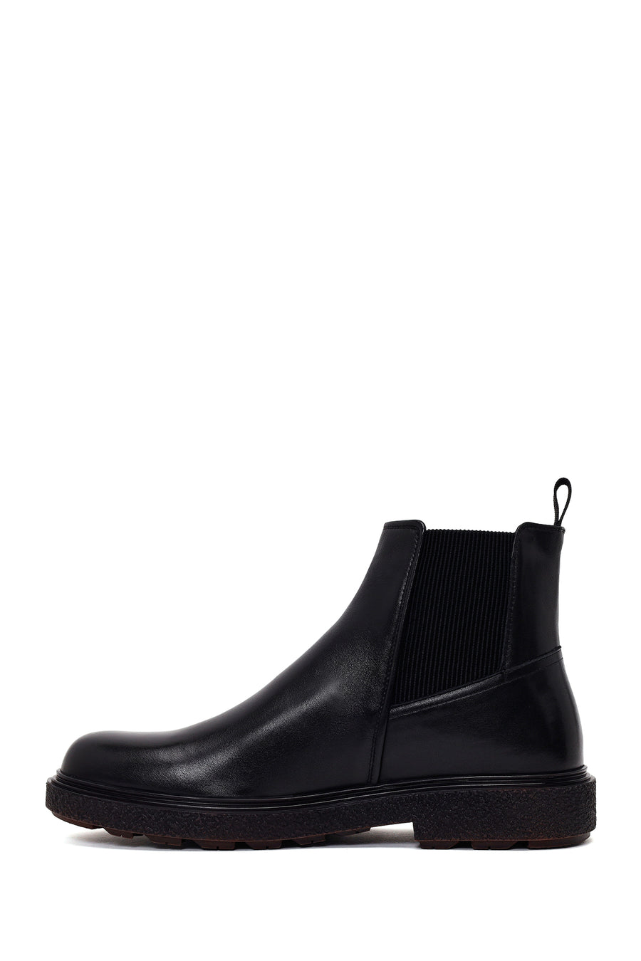 Male Black Thick-Soled Leather Chelsea Boots