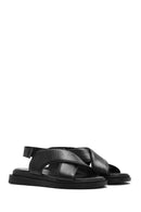 Women's Black Elastic Leather Sandals | Derimod