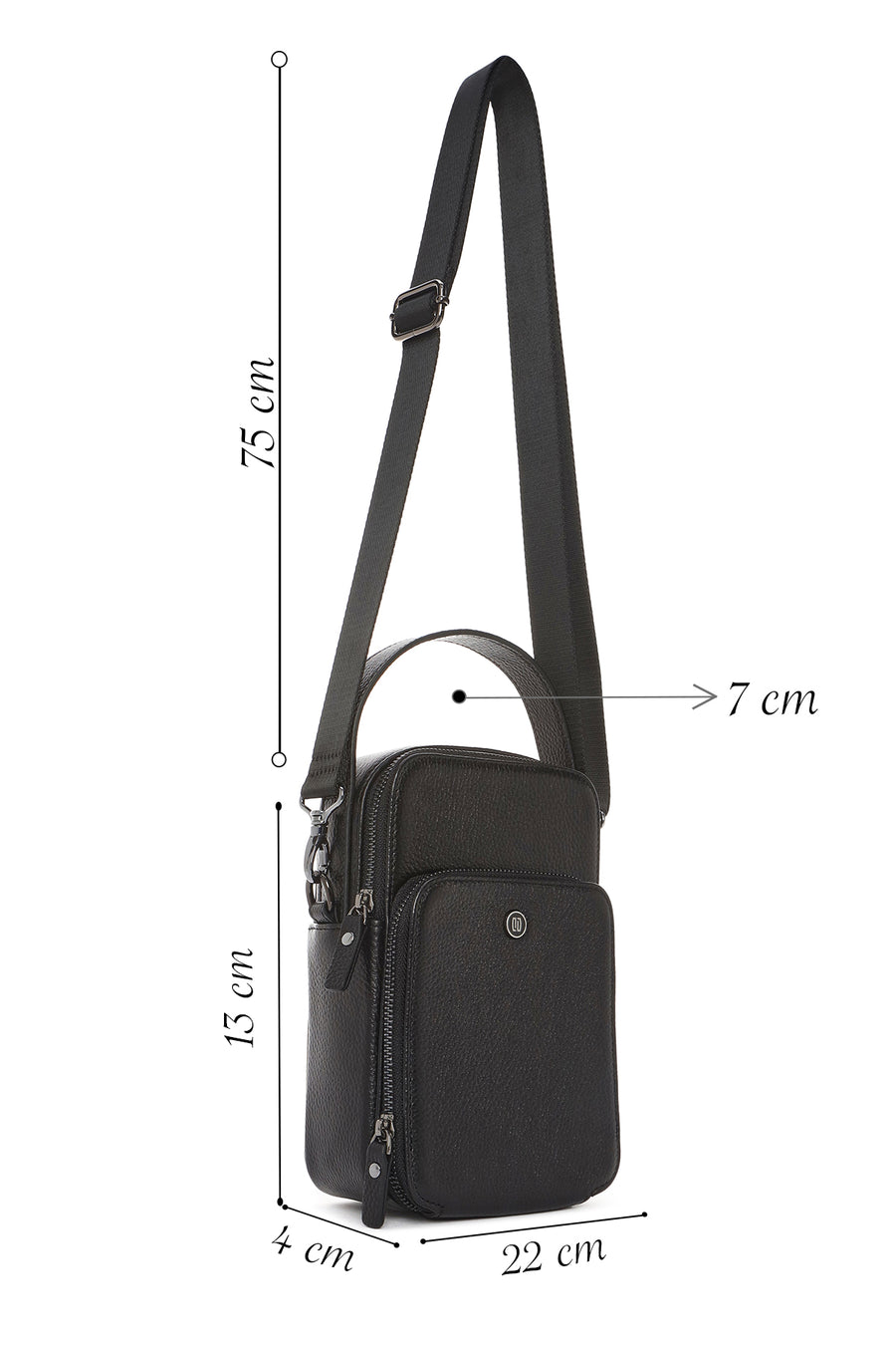 Men's Black Long Strap Leather Handbag
