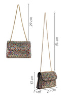 Woman Multicolored Long Chain Strap Rhinestone Evening Shoulder Bag | Derimod