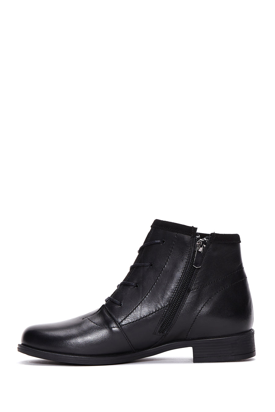 
Women's Black Zippered Casual Leather Boot
