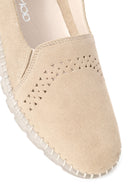 Woman Beige Suede Comfort Shoes | Derimod