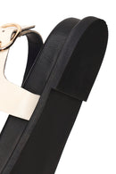 Woman Cream Back Buckled Toe-Post Leather Sandal | Derimod