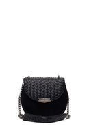 Woman Black Chain Long-Strap Braided Crossbody Bag | Derimod