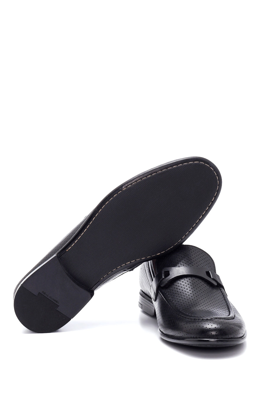 Erkek Siyah Deri Delikli Loafer