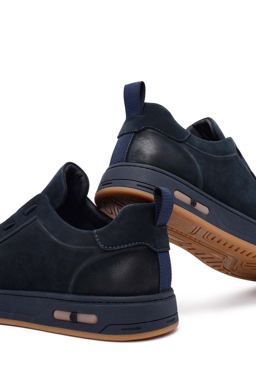 Male Navy Lace-up Nubuck Leather Sneaker
