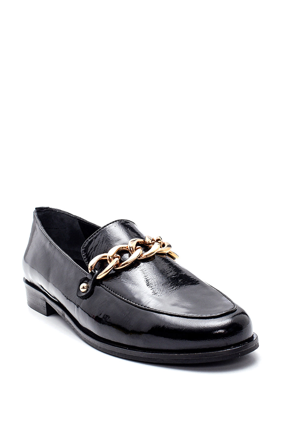 Kadın Deri Rugan Zincir Detaylı Loafer