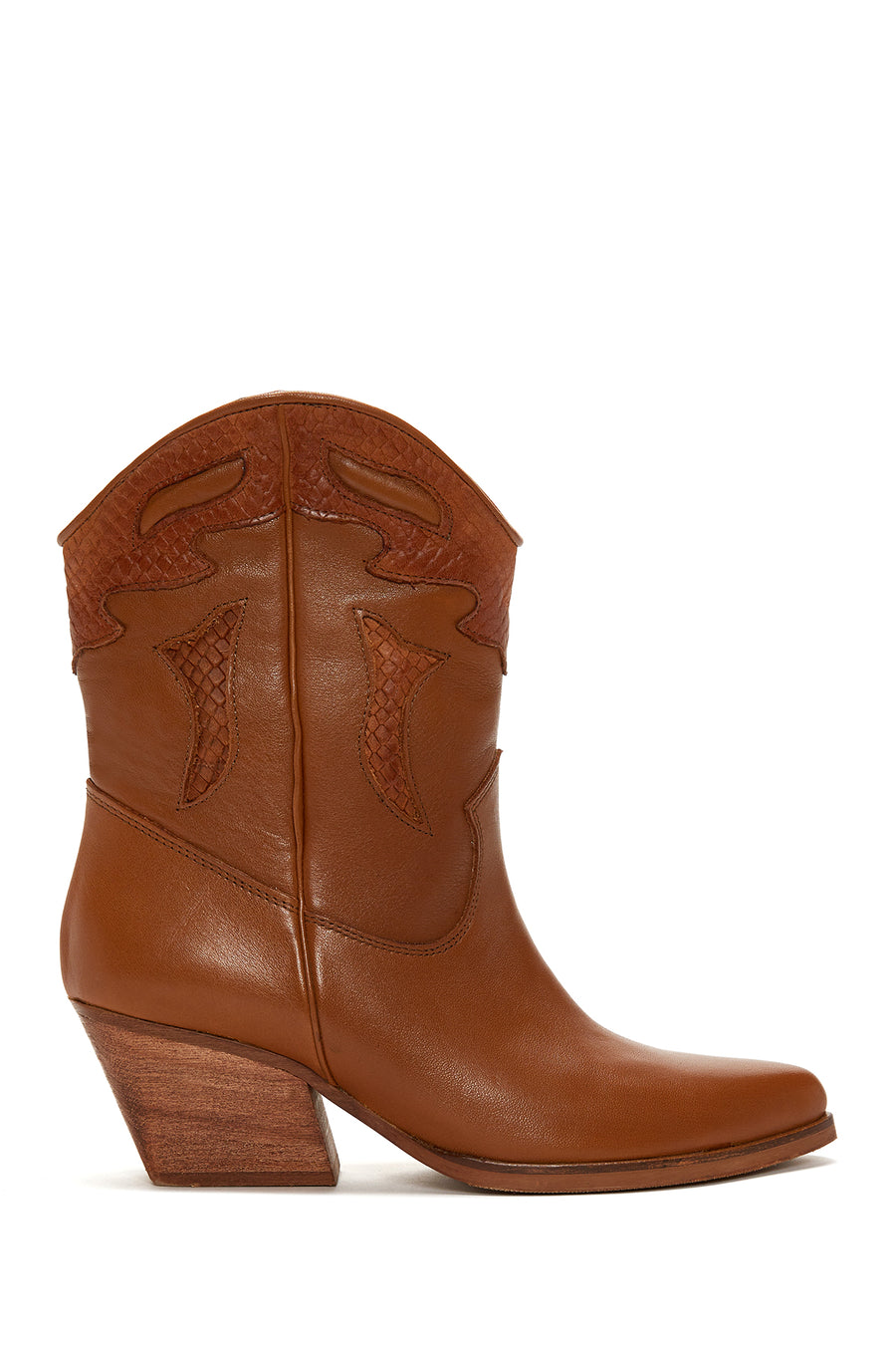 Women's Tan Leather Cowboy Heeled Boots 22WFD181418 | Derimod