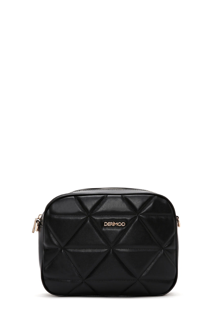 Woman Black Long Strap Quilted Crossbody Bag
