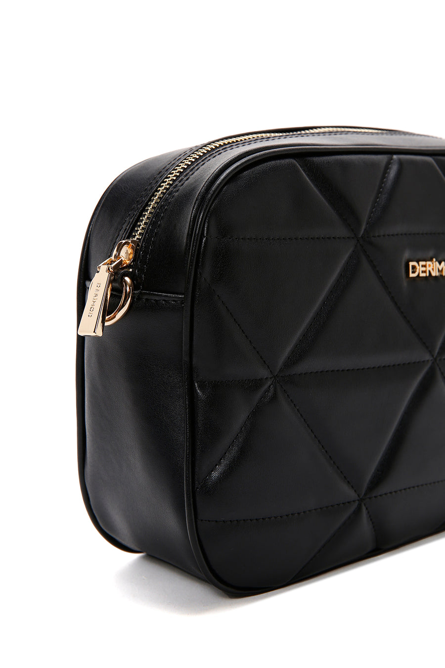 Woman Black Long Strap Quilted Crossbody Bag
