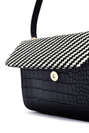 Woman Black Long Strap Printed Crossbody Bag | Derimod