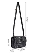 Woman Black Long Strap Patterned Crossbody Bag | Derimod