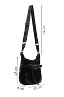 Women's Black Long Strap Suede Leather Crossbody Bag | Derimod