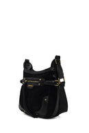 Women's Black Long Strap Suede Leather Crossbody Bag | Derimod