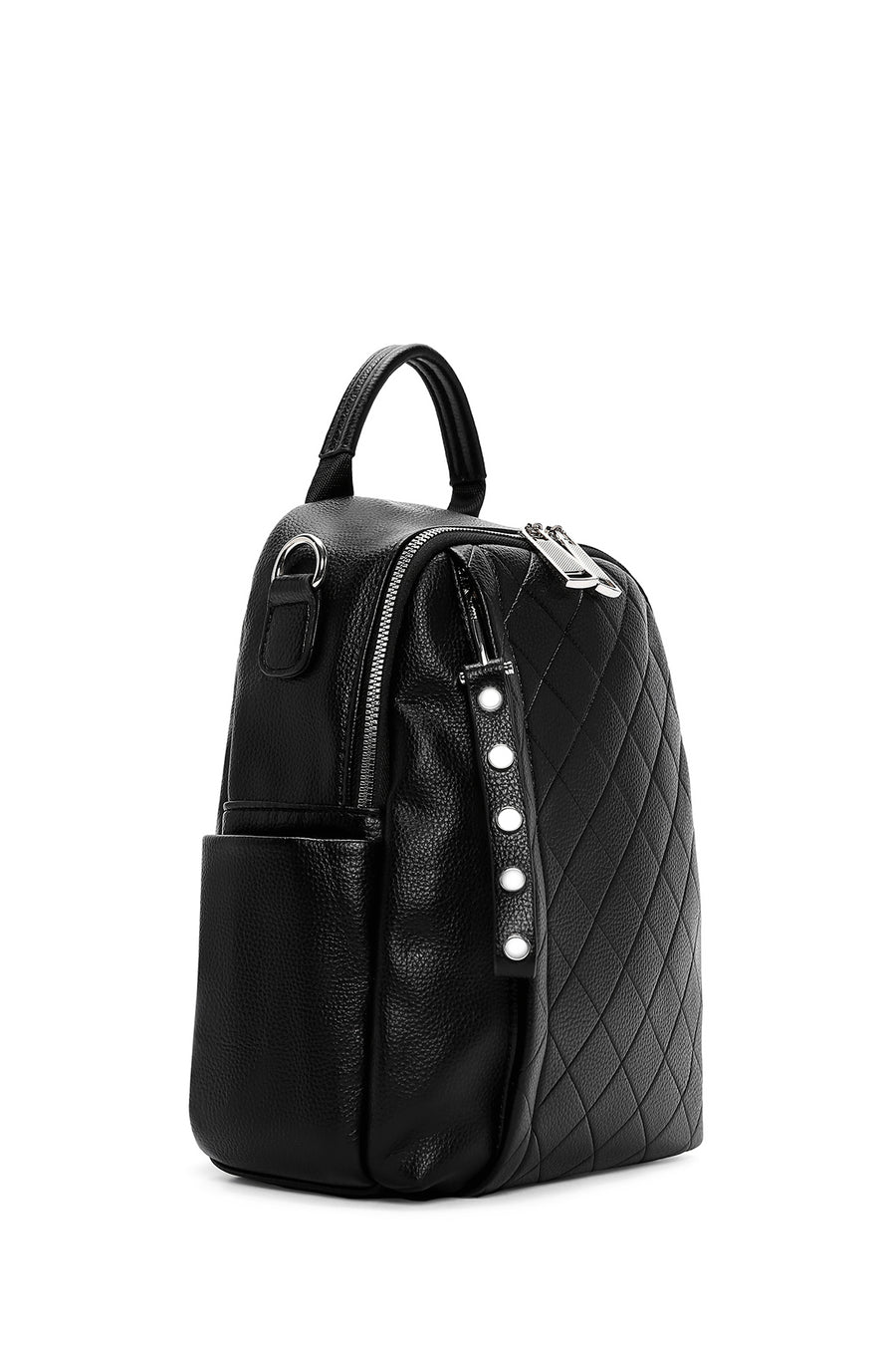 Women's Black Long Strap Printed Backpack