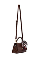 Women's Brown Long Strap Classic Shoulder Bag with Crocodile Pattern | Derimod