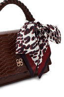 Women's Brown Long Strap Classic Shoulder Bag with Crocodile Pattern | Derimod