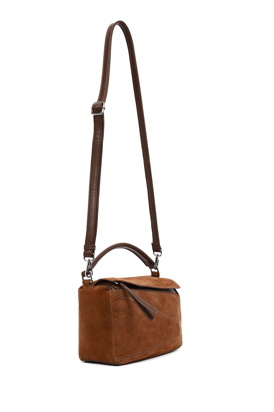 Women's Camel Long Strap Suede Crossbody Bag