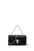 Women's Black Long Chain Strap Patent Leather Mini Classic Evening Shoulder Bag | Derimod