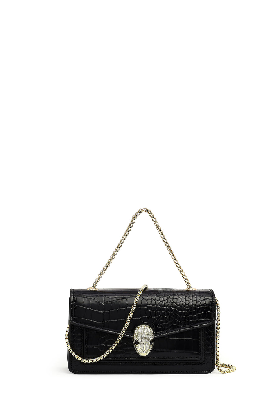 Women's Black Long Chain Strap Patent Leather Mini Classic Evening Shoulder Bag 25ABD251416 | Derimod