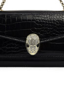 Women's Black Long Chain Strap Patent Leather Mini Classic Evening Shoulder Bag | Derimod