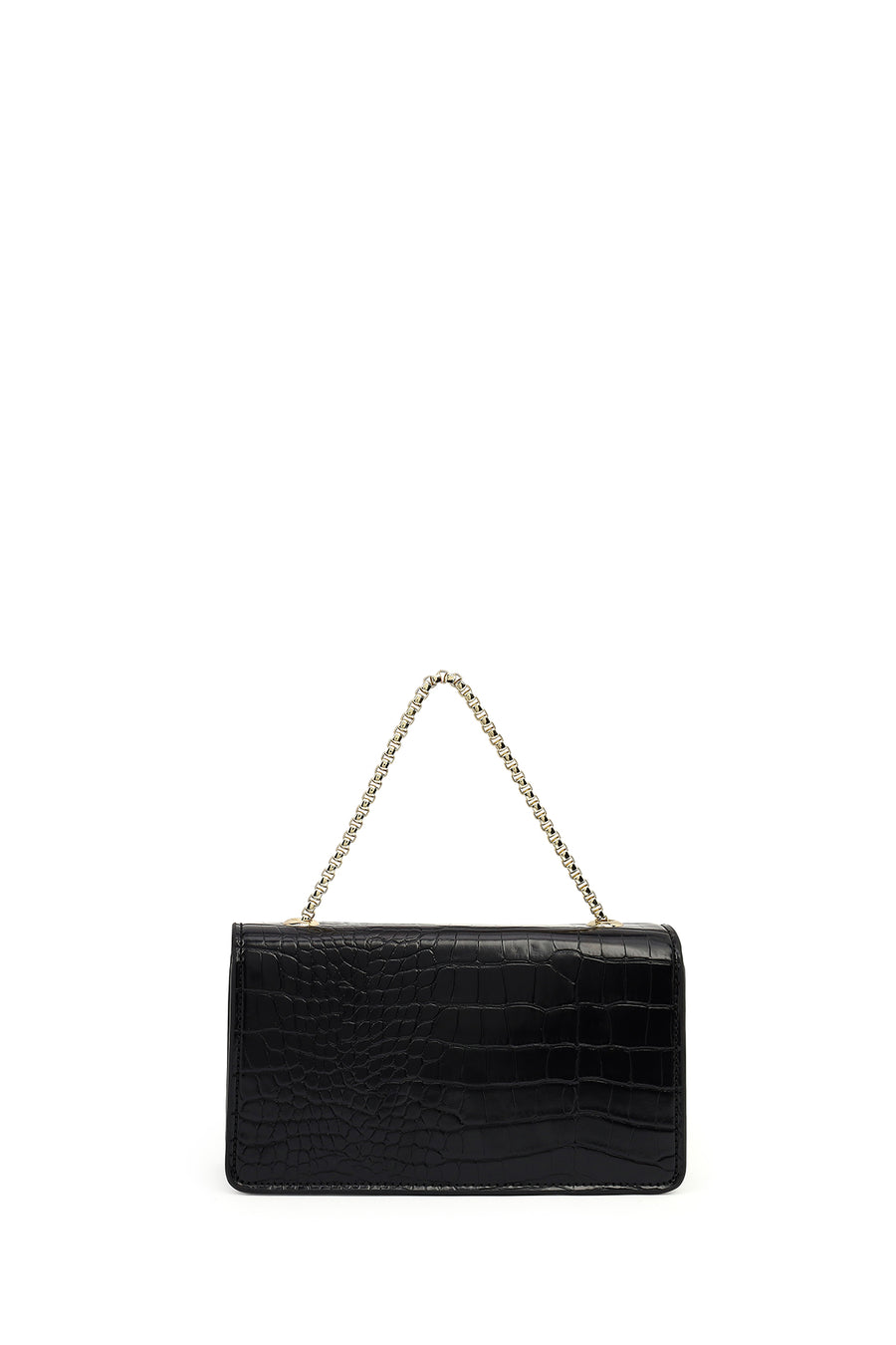 Women's Black Long Chain Strap Patent Leather Mini Classic Evening Shoulder Bag