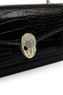 Women's Black Long Chain Strap Patent Leather Mini Classic Evening Shoulder Bag | Derimod