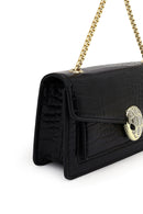 Women's Black Long Chain Strap Patent Leather Mini Classic Evening Shoulder Bag | Derimod