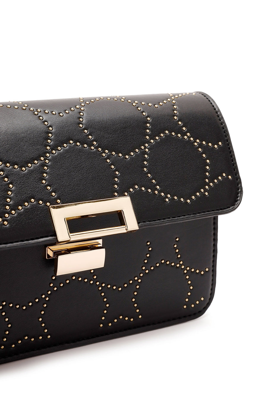 Women's Black Long Strapped Bejeweled Shoulder Bag