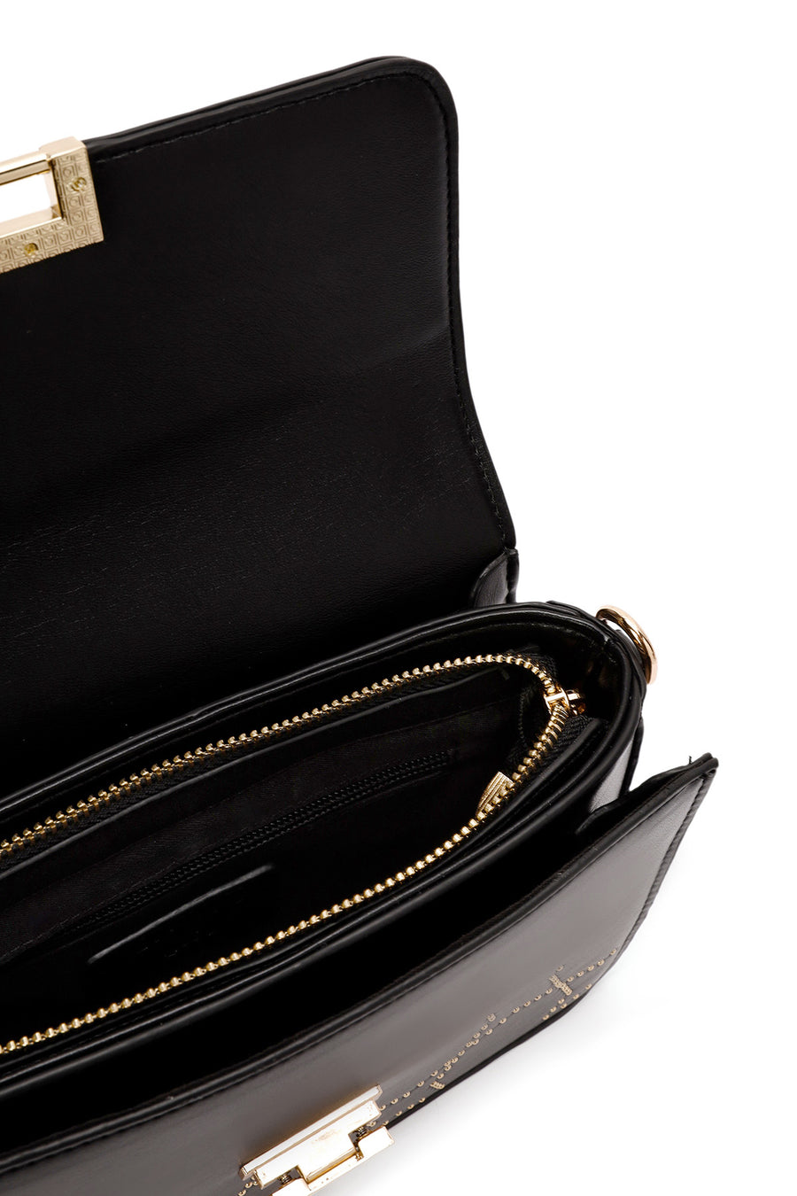 Women's Black Long Strapped Bejeweled Shoulder Bag