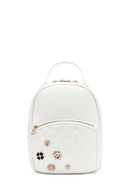Woman Quilted Backpack with White Accessories | Derimod