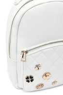 Woman Quilted Backpack with White Accessories | Derimod
