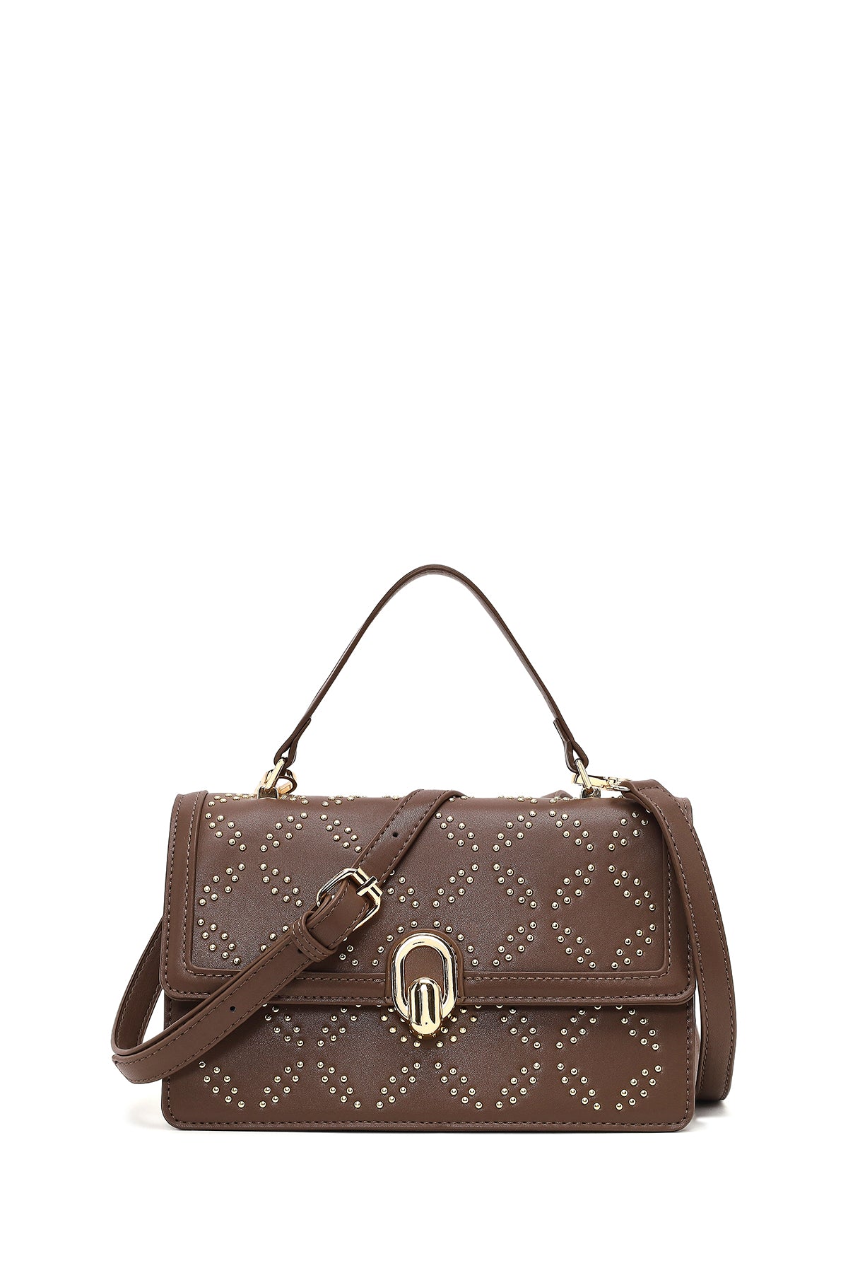 Women's Taupe Long Strap Stone-Embellished Shoulder Bag 25ABD264618 | Derimod