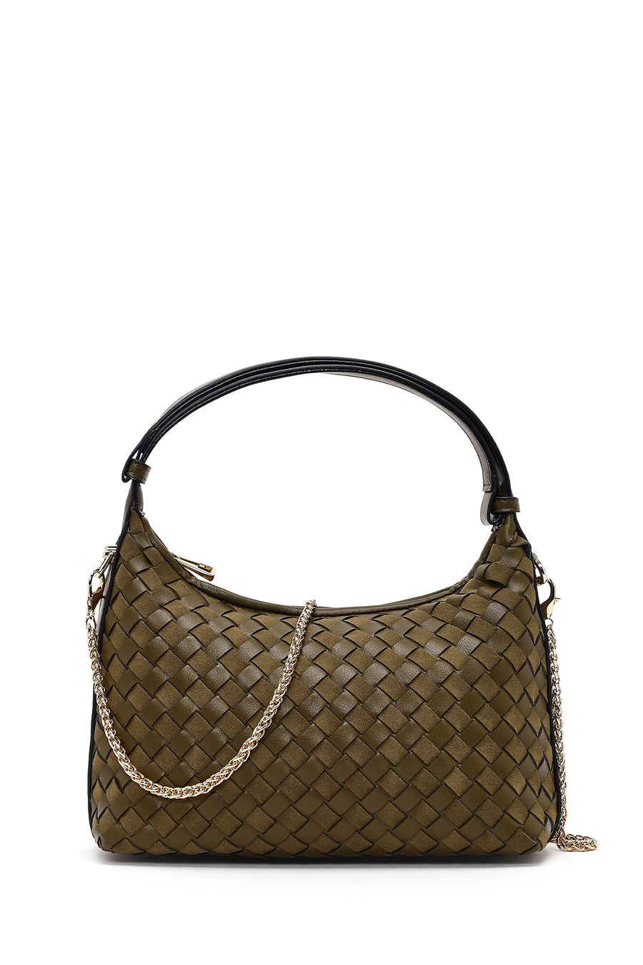 Woman Green Long Strapped Braided Mini Shoulder Bag 25ABD264829 | Derimod