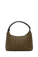 Woman Green Long Strapped Braided Mini Shoulder Bag | Derimod