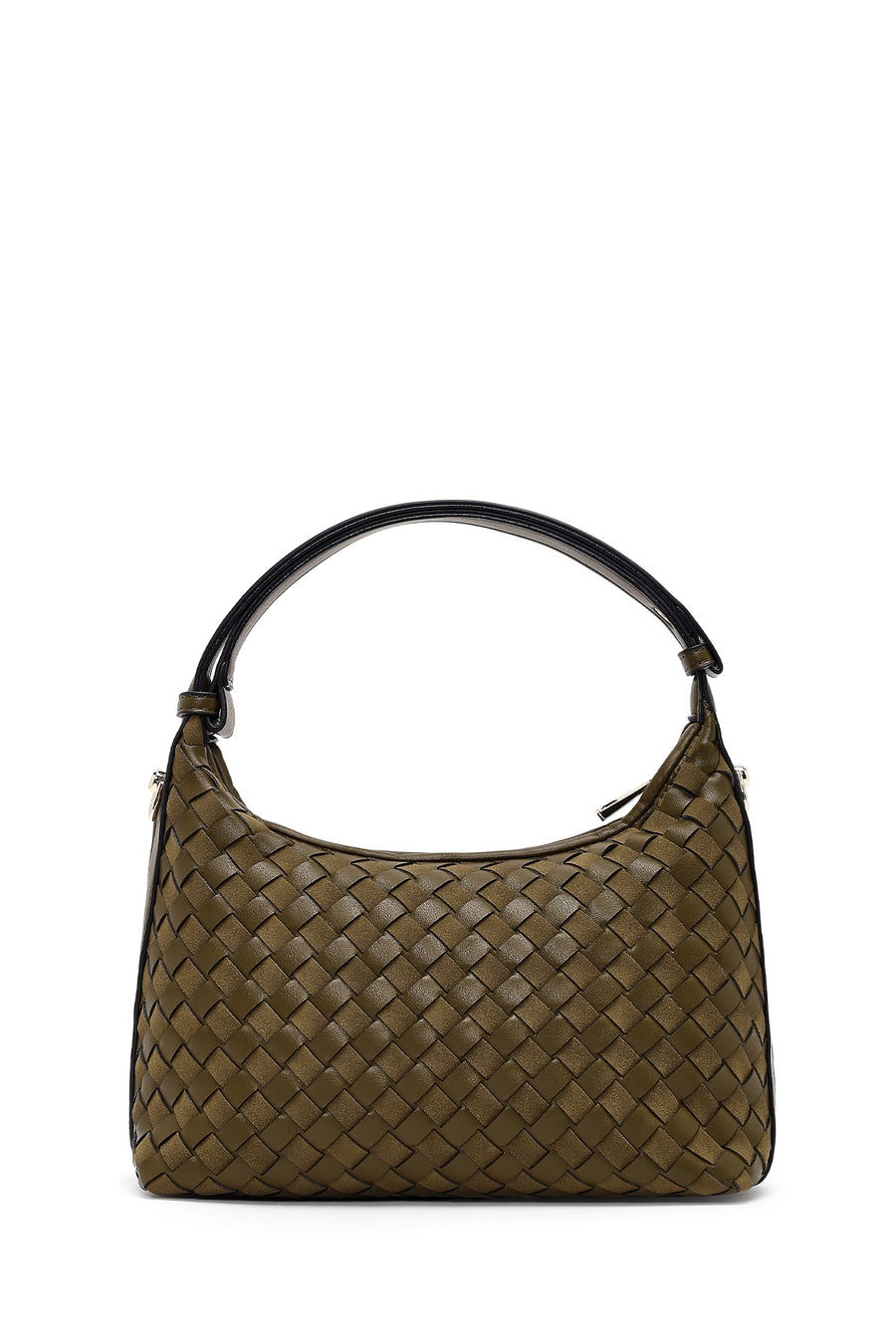 Woman Green Long Strapped Braided Mini Shoulder Bag