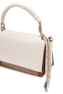 Woman Beige Long Strap Crocodile Patterned Crossbody Bag | Derimod