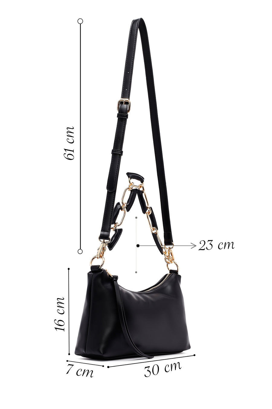 Woman Black Long Strap Shoulder Bag